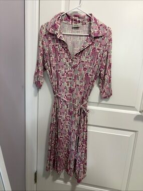 Etto Pink Geo-Print Jersey Dress